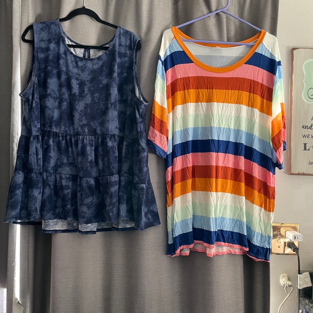 LuLaRoe Elaina Teired Tank Top and Boyfriend T